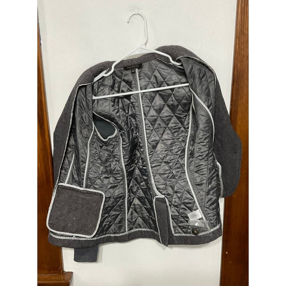 Talbots Merino Wool Two Tone Gray Jacket Womens Sz 4 Small Button Front Pockets - Picture 4 of 6